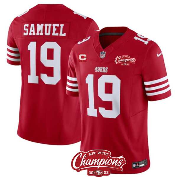 Men & Women & Youth San Francisco 49ers #19 Deebo Samuel Red 2023 F.U.S.E. With 1-star C Ptach And NFC West Champions Patch Stitched Jersey